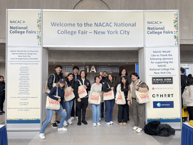 Circle Match ('25) learning more about different universities at the NACAC College Fair hosted in the Jacob Javits Center